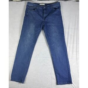 Stitches & Rivets Mens Jeans Blue Denim Stretch Straight Leg Streetwear W36 L32